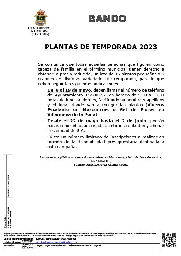BANDO PLANTAS DE TEMPORADA 2023